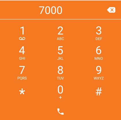 Zoiper keypad with 7000 entered and the call button