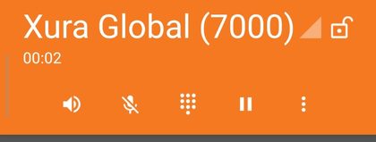 Connected call with Xura Global (7000) and the call timer